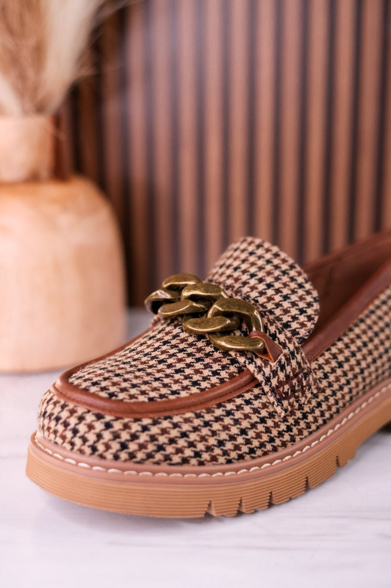 Not Literally Black & Tan Houndstooth Loafers - Whiskey Skies - CORKYS FOOTWEAR