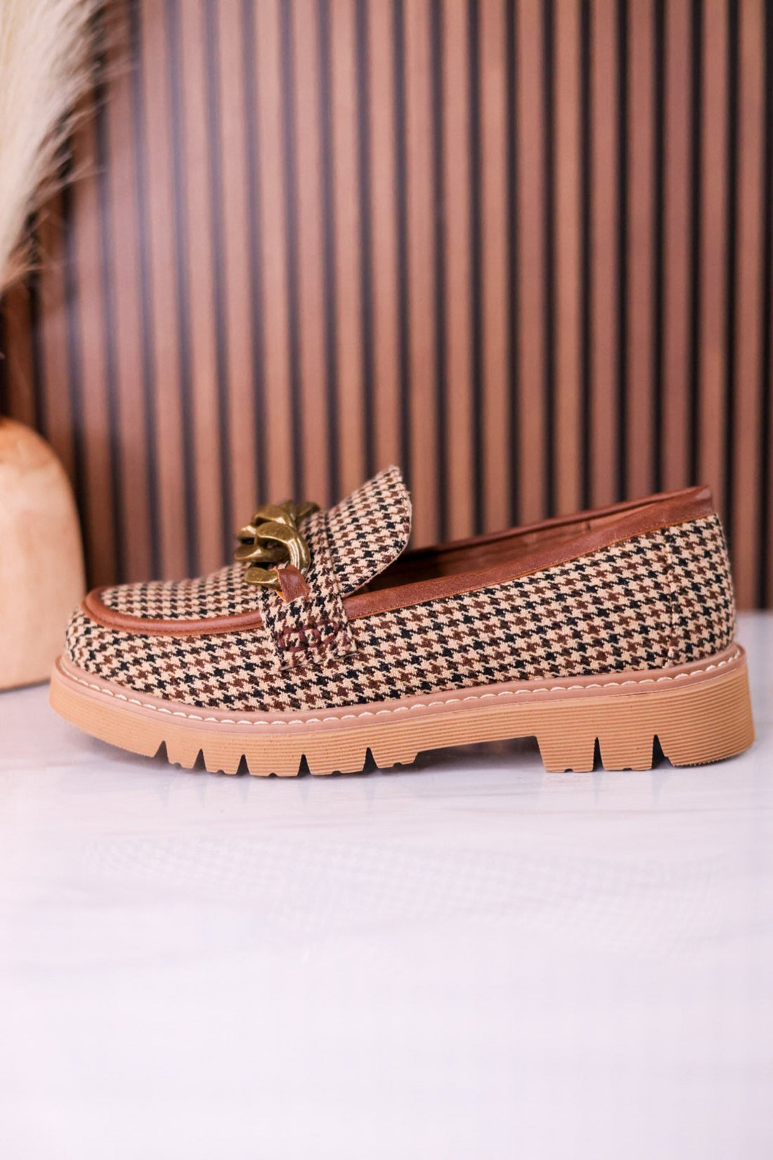 Not Literally Black & Tan Houndstooth Loafers - Whiskey Skies - CORKYS FOOTWEAR