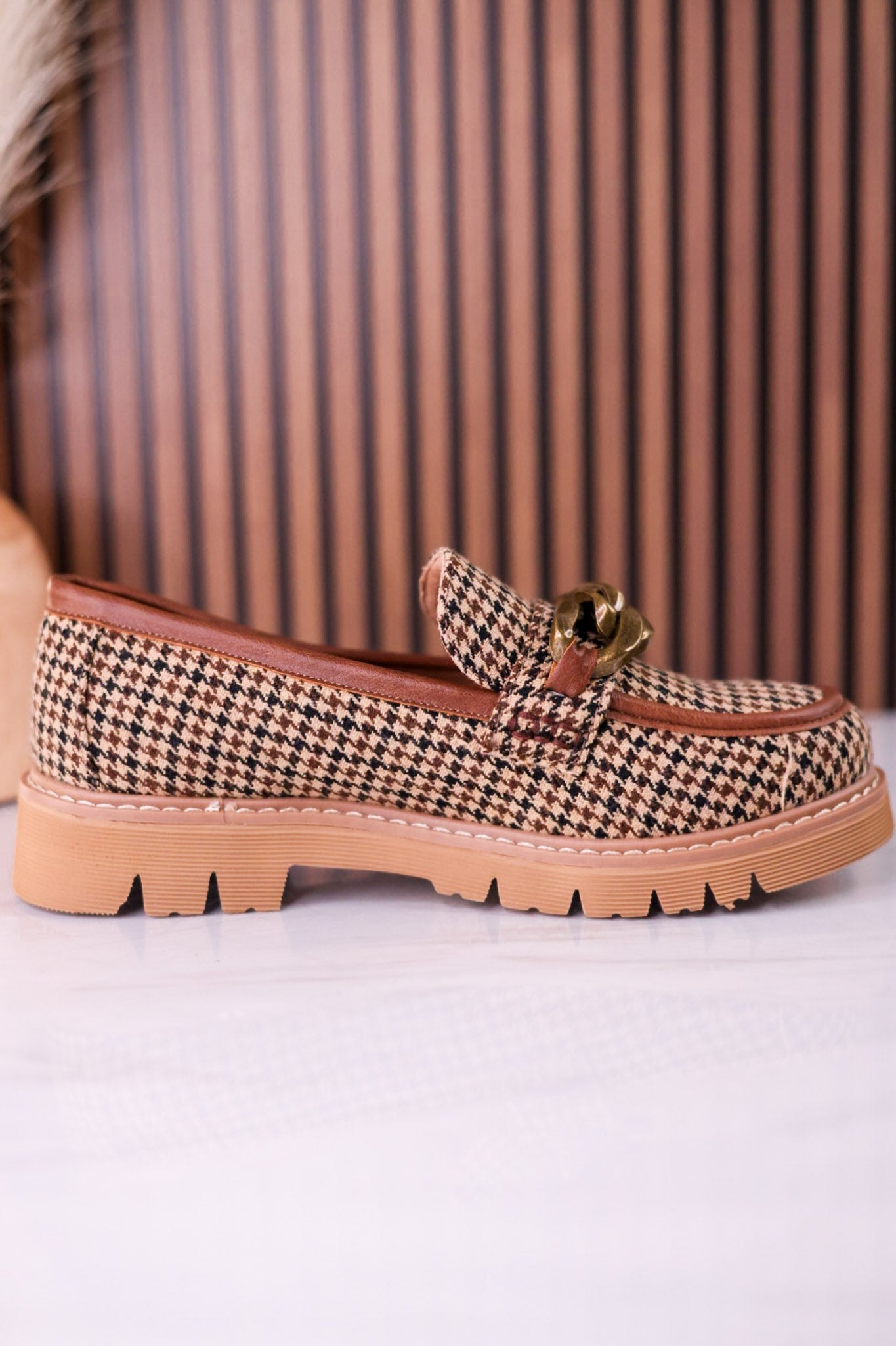Not Literally Black & Tan Houndstooth Loafers - Whiskey Skies - CORKYS FOOTWEAR