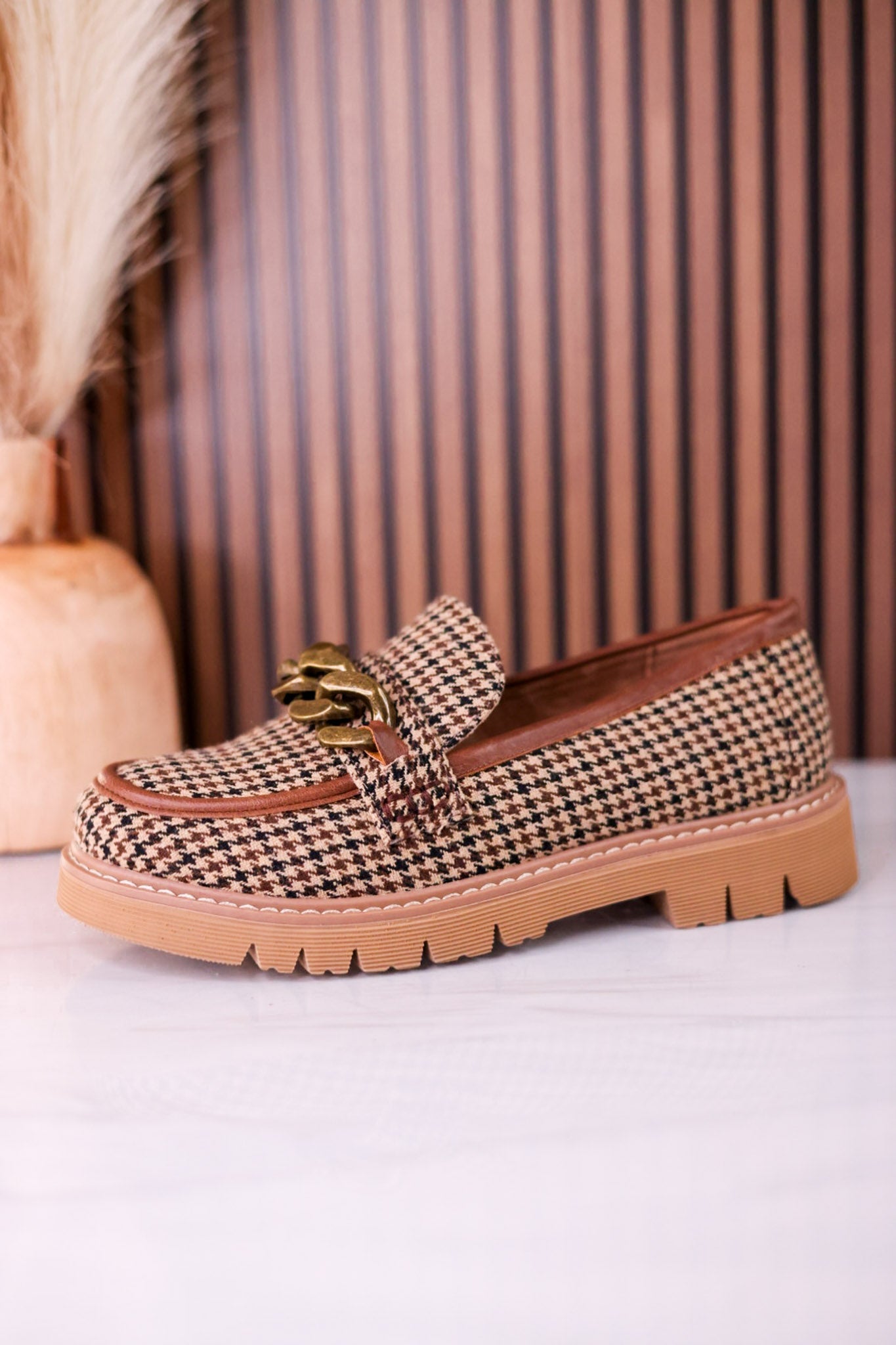 Not Literally Black & Tan Houndstooth Loafers - Whiskey Skies - CORKYS FOOTWEAR
