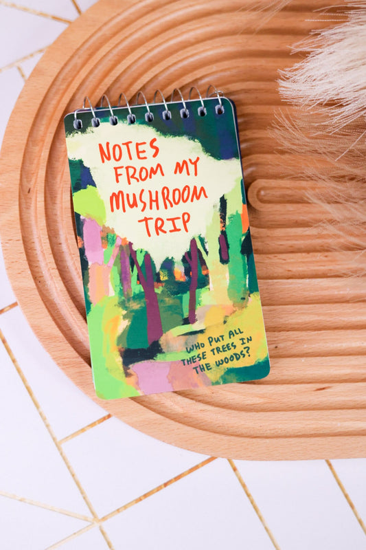 "Notes From My Mushroom Trip" Mini Spiral Bound Notebook - Whiskey Skies - BLUE Q