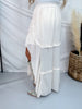 Nude Pinstriped Woven Ruffle High-Low Skirt - Whiskey Skies - POLAGRAM + BAEVELY
