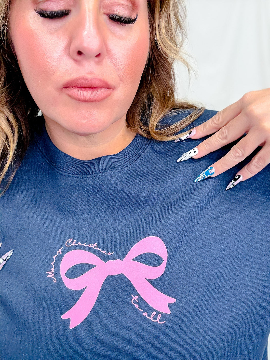 Nutcracker Bows Navy Sweatshirt - Whiskey Skies - SOUTHERN BLISS COMPANY