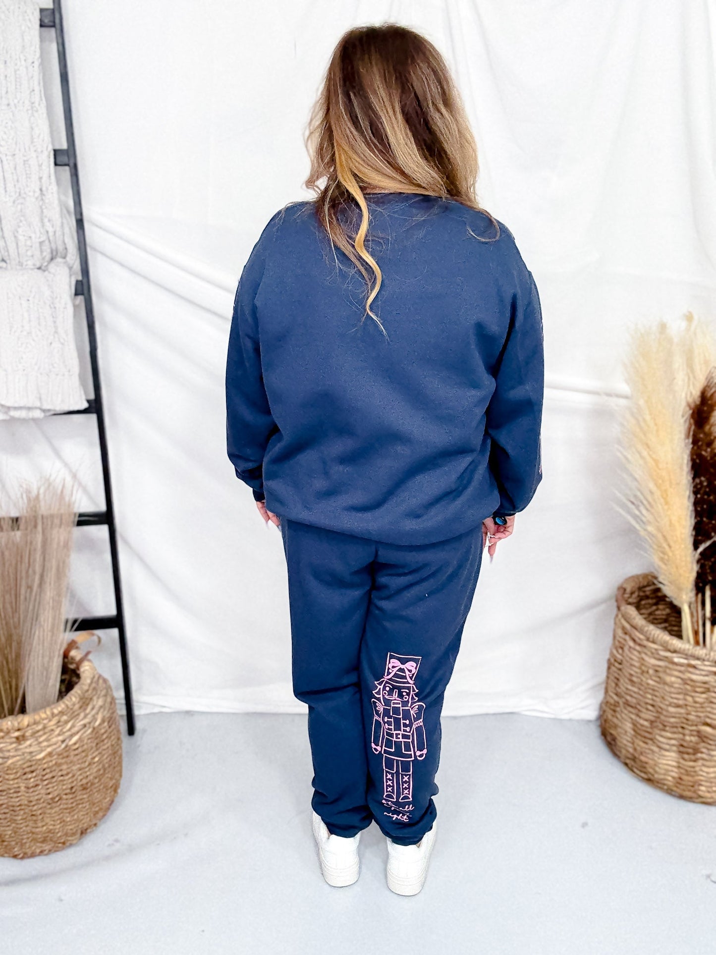 Nutcracker Bows Navy Sweatshirt - Whiskey Skies - SOUTHERN BLISS COMPANY