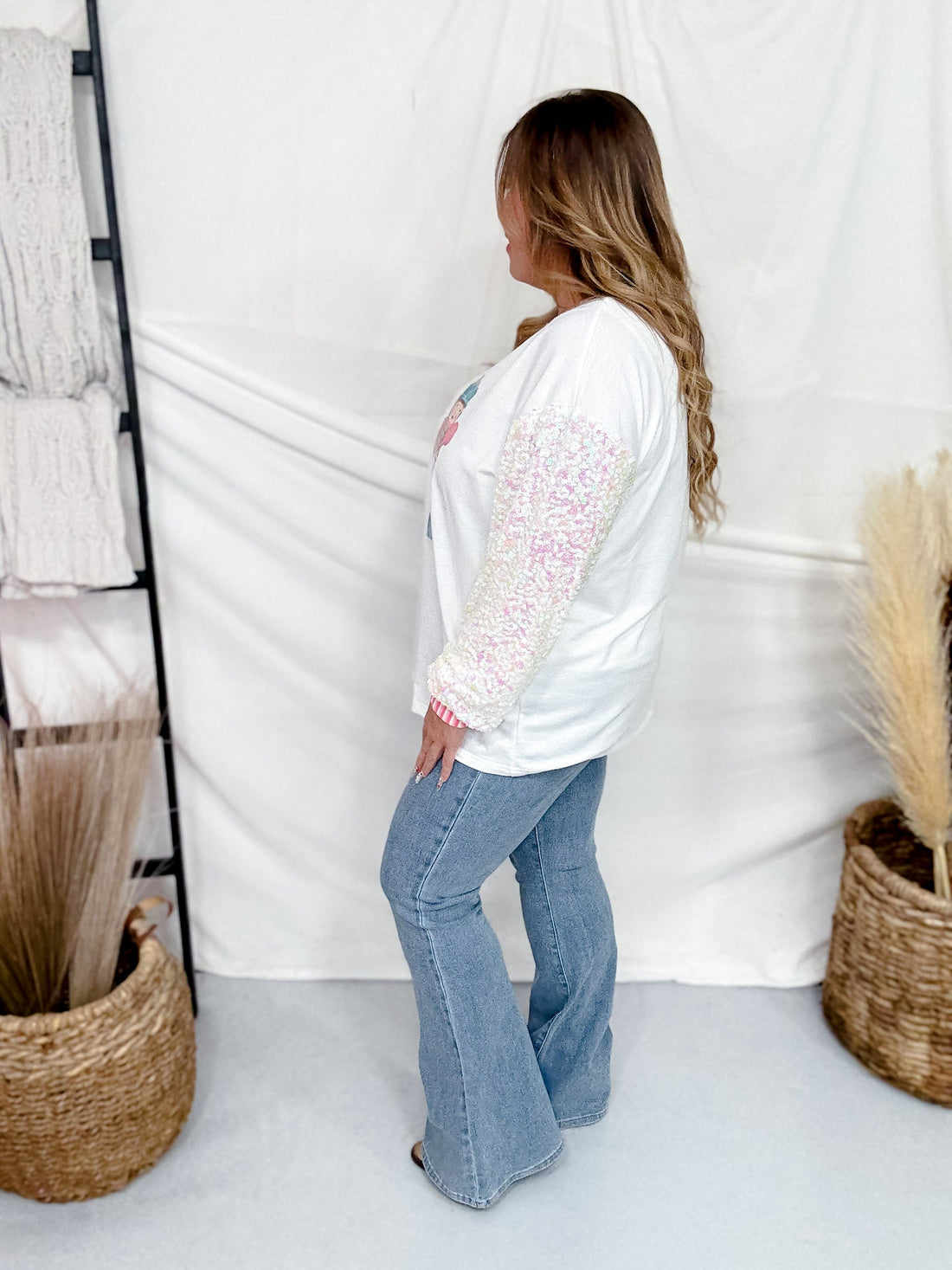 Nutcracker Shirt With Sequin Sleeves - Whiskey Skies - SOUTHERN GRACE