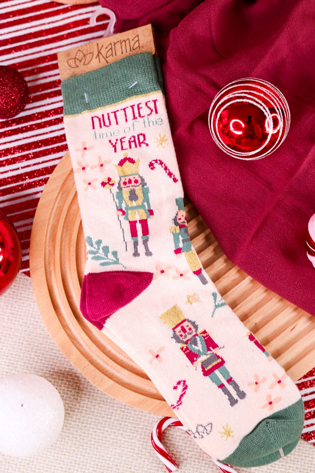 Nuttiest Time Of The Year Nutcracker Women's Christmaws Socks - Whiskey Skies - KARMA