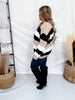Oatmeal & Black Color Block Striped Sweater - Whiskey Skies - BIBI