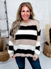 Oatmeal & Black Color Block Striped Sweater - Whiskey Skies - BIBI