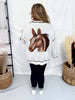 Oatmeal & Brown Button Down Horse Cardigan - Whiskey Skies - J.NNA