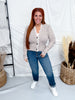 Oatmeal Cardigan With Dot Knit Details & Lace Trim - Whiskey Skies - SEW IN LOVE