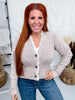 Oatmeal Cardigan With Dot Knit Details & Lace Trim - Whiskey Skies - SEW IN LOVE