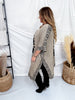 Oatmeal Knit Sweater Cardigan With Geometric Pattern - Whiskey Skies - EASEL