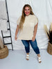 Oatmeal Short Sleeve Mock Neck Sweater Top - Whiskey Skies - ANDREE BY UNIT