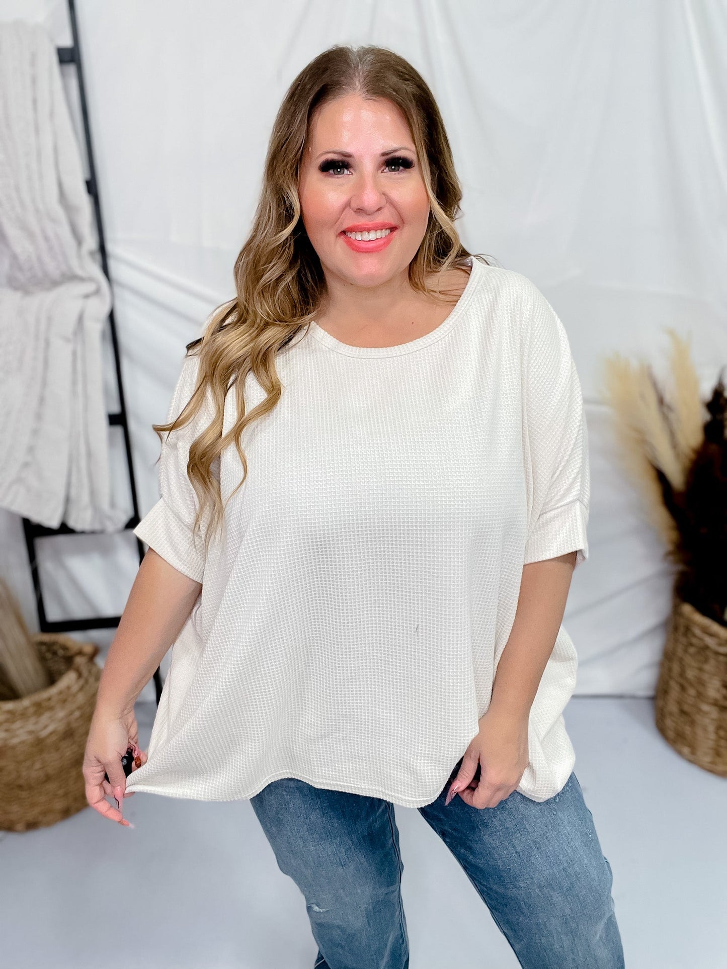 Oatmeal Thermal Top with Dolman Sleeves - Whiskey Skies - ANDREE BY UNIT