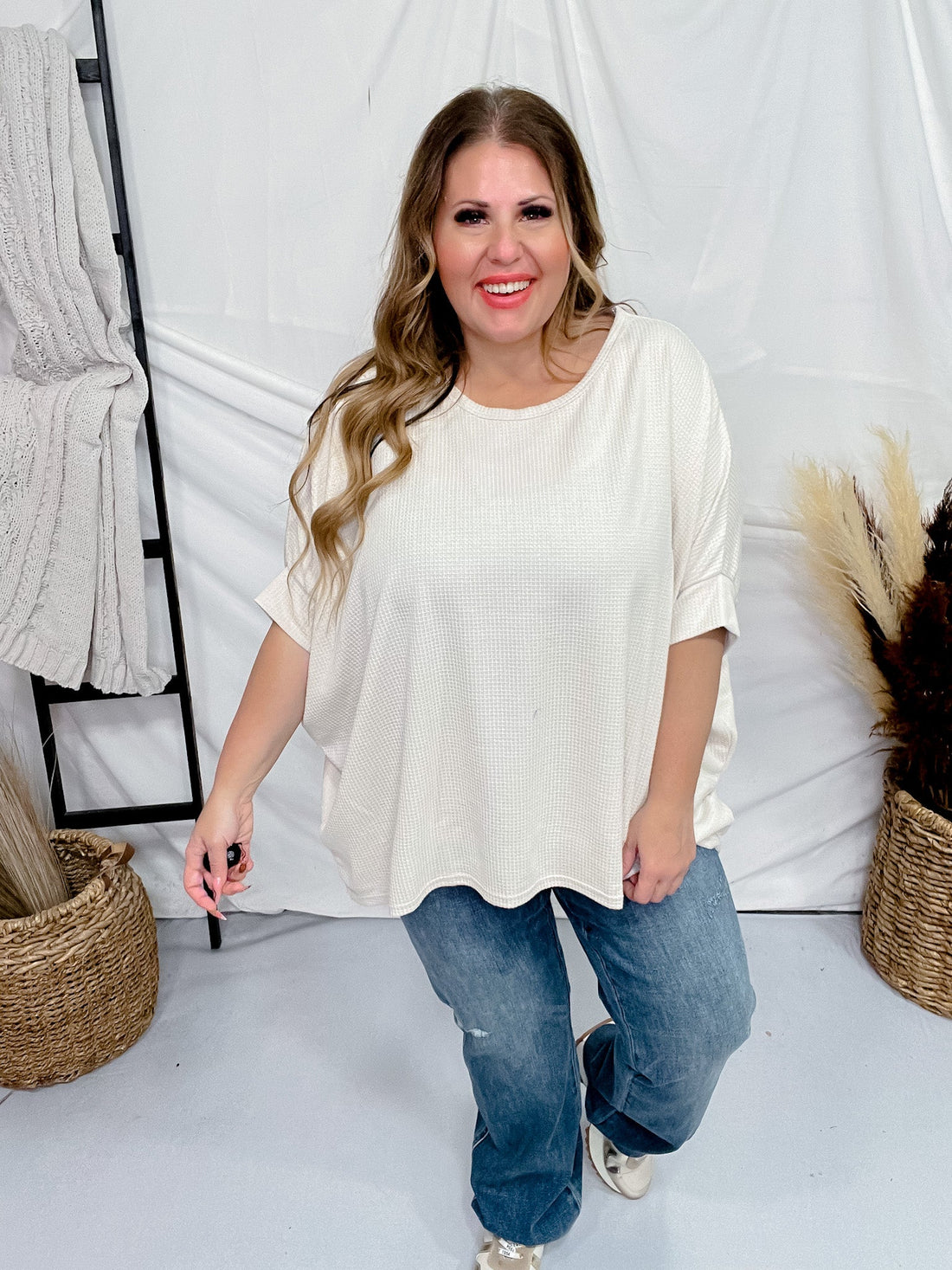 Oatmeal Thermal Top with Dolman Sleeves - Whiskey Skies - ANDREE BY UNIT