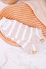 Oatmeal & White Striped Fuzzy Ankle Socks - Whiskey Skies - CRESCENT SOCK COMPANY