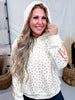 Off White Hoodie With Pink Ditzy Floral Print - Whiskey Skies - WHITE BIRCH