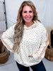 Off White Hoodie With Pink Ditzy Floral Print - Whiskey Skies - WHITE BIRCH