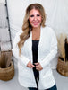 Off White Ribbed Long Sleeve Popcorn Cardigan W/ Pockets - Whiskey Skies - SWEET GENERIS
