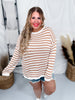 Off White & Toffee Long Sleeve Stripped Knit Sweater - Whiskey Skies - WHITE BIRCH