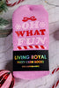 "Oh What Fun" Pink Fuzzy Crew Socks - Whiskey Skies - LIVING ROYAL