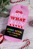 "Oh What Fun" Pink Fuzzy Crew Socks - Whiskey Skies - LIVING ROYAL