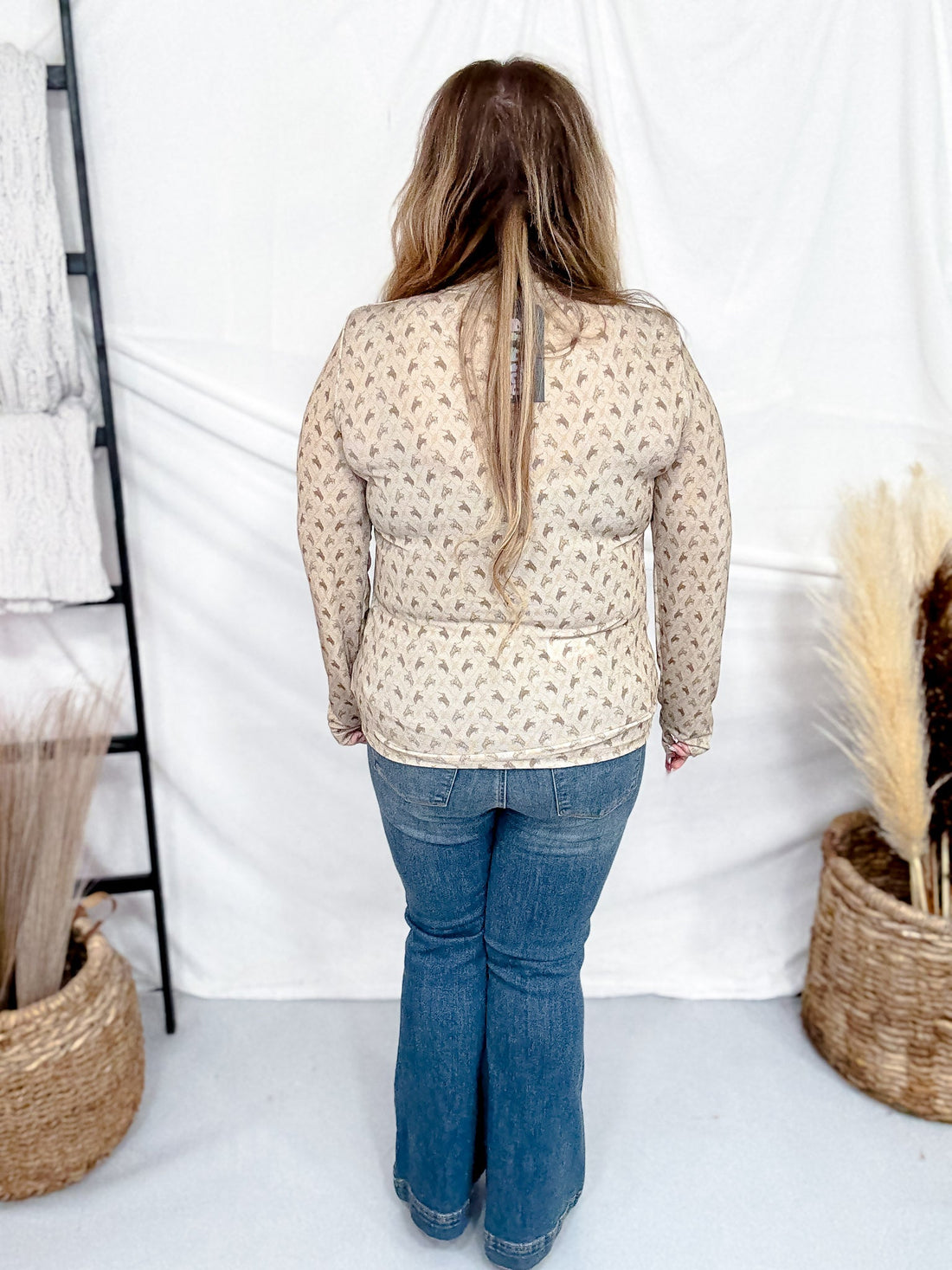 Old School Western Print Vibes Long Sleeve Top - Whiskey Skies - 2 FLY CO.