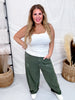 Olive Acid Washed Barrel Leg Denim Pants - Whiskey Skies - ODDI