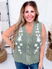 Olive and White Floral Sweater Vest - Whiskey Skies - POLAGRAM + BAEVELY