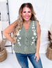 Olive and White Floral Sweater Vest - Whiskey Skies - POLAGRAM + BAEVELY