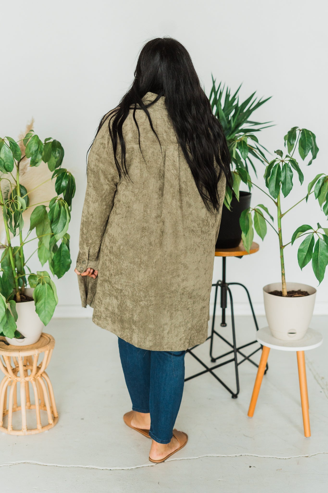 Olive Corduroy Shirt Dress - Whiskey Skies - KORI AMERICA