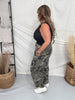 Olive & Gray Camo Print Cropped Barrel Leg Pants - Whiskey Skies - EASEL