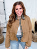 Olive Green Barn Jacket With Plaid Collar & Cuffs - Whiskey Skies - HEIMISH