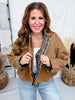 Olive Green Barn Jacket With Plaid Collar & Cuffs - Whiskey Skies - HEIMISH