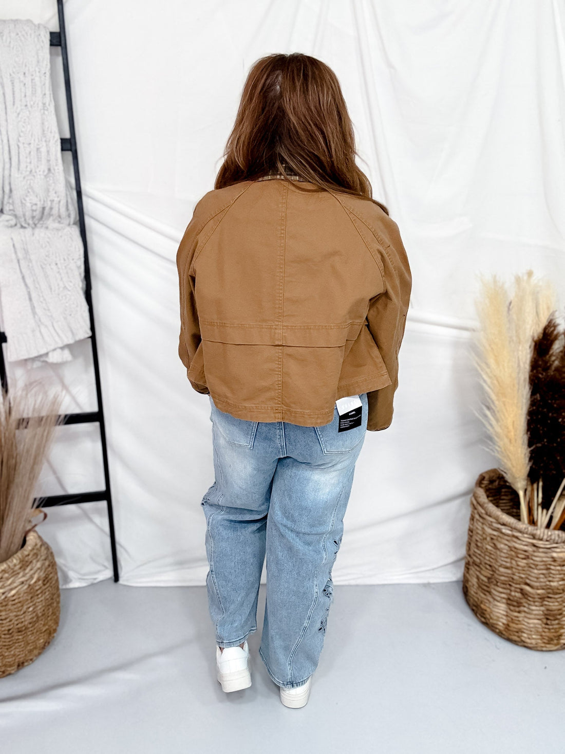 Olive Green Barn Jacket With Plaid Collar & Cuffs - Whiskey Skies - HEIMISH