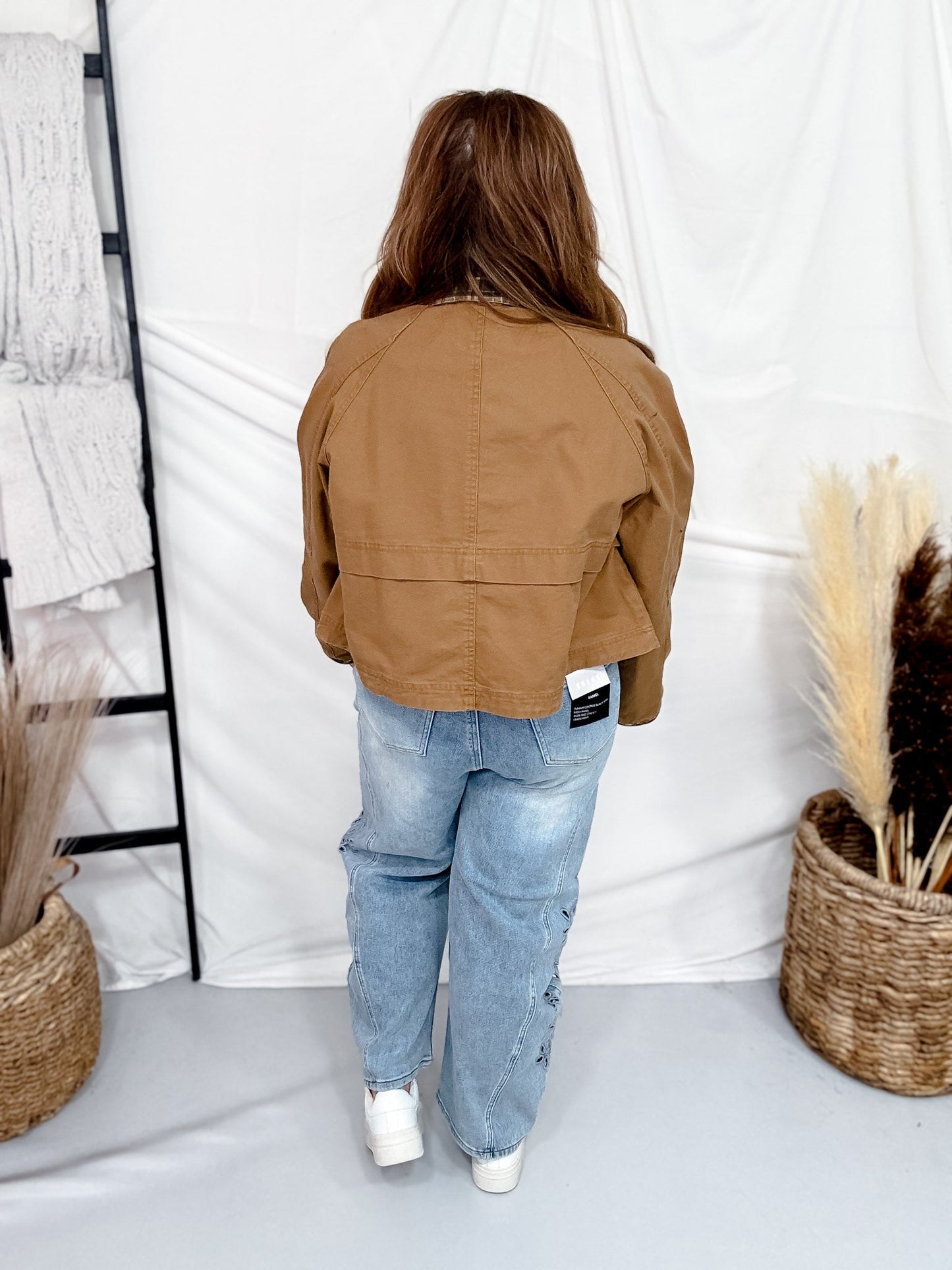Olive Green Barn Jacket With Plaid Collar & Cuffs - Whiskey Skies - HEIMISH