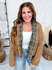 Olive Green Barn Jacket With Plaid Collar & Cuffs - Whiskey Skies - HEIMISH