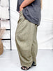 Olive Green Barrel Leg Pants With Floral Print - Whiskey Skies - DAVI & DANI