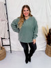 Olive Green Essential Luxe Corded Crew Sweatshirt - Whiskey Skies - MOON RYDER