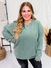 Olive Green Essential Luxe Corded Crew Sweatshirt - Whiskey Skies - MOON RYDER