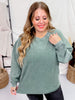 Olive Green Essential Luxe Corded Crew Sweatshirt - Whiskey Skies - MOON RYDER