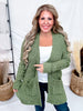 Olive Green Open Front Popcorn Textured Cardigan - Whiskey Skies - SWEET GENERIS