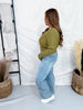 Olive Green Textured Cardigan With Lace Trim - Whiskey Skies - HEIMISH