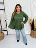 Olive Long Sleeve Tiered Top - Whiskey Skies - HEIMISH