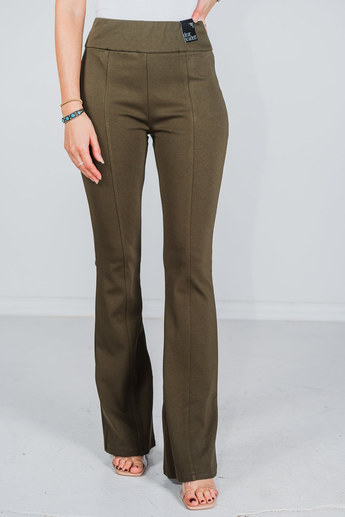 Olive Magic High Waist Kick Flares - Whiskey Skies - DEAR SCARLETT