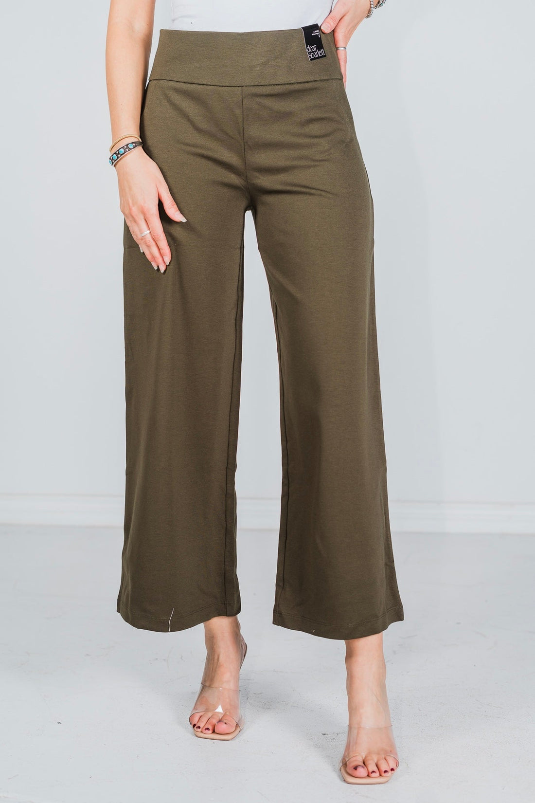 Olive Magic Wide Cropped Pants - Whiskey Skies - DEAR SCARLETT