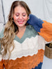 Olive & Orange V - Neck Long Sleeve Sweater - Whiskey Skies - DAVI & DANI