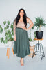 Olive Pleated Skirt with Elastic Waistband - Whiskey Skies - KORI AMERICA