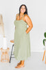 Olive Polka Dot Tie Spaghetti Strap Maxi Dress - Whiskey Skies - J.NNA