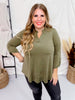 Olive Signature 3/4 Sleeve Lizzy Top - Whiskey Skies - DEAR SCARLETT